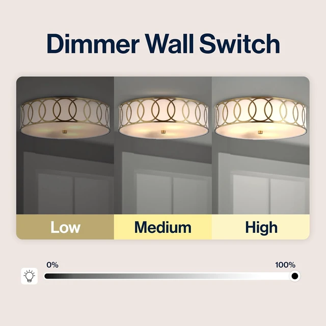 Alt view image 5 of 7 - JONATHAN Y Aria 3-Light Flush Mount Ceiling Light 15.6", Brass Gold