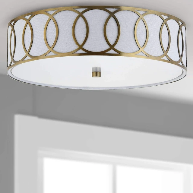 Alt view image 7 of 7 - JONATHAN Y Aria 3-Light Flush Mount Ceiling Light 15.6", Brass Gold