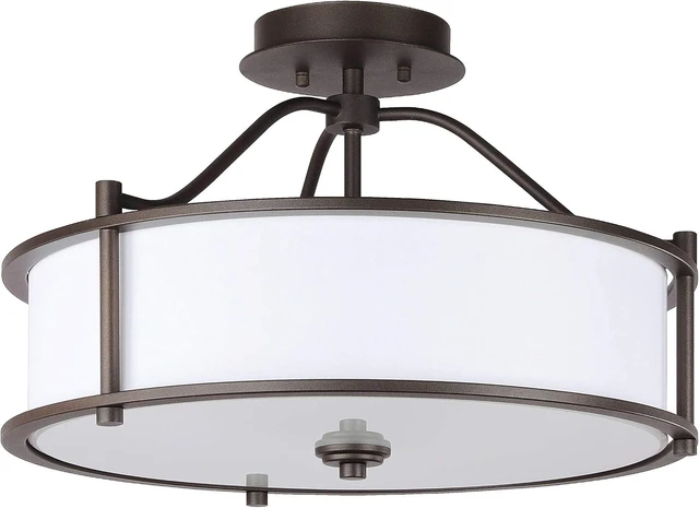 Alt view image 2 of 7 - XiNBEi Lighting 18" Semi Flush Ceiling Light Fixture for Bedroom, Bronze