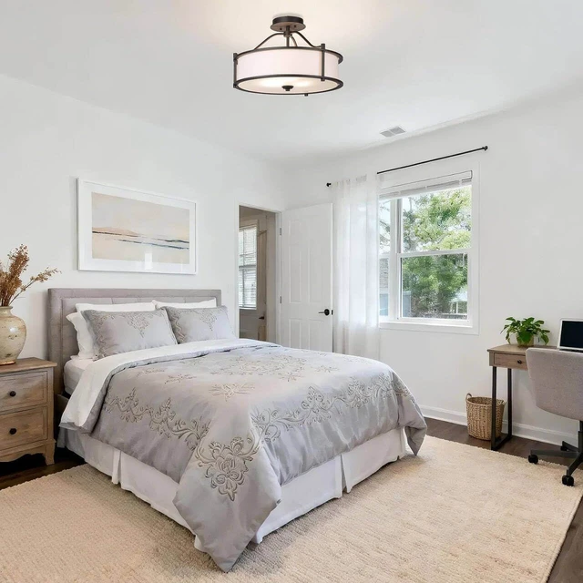 Alt view image 6 of 7 - XiNBEi Lighting 18" Semi Flush Ceiling Light Fixture for Bedroom, Bronze