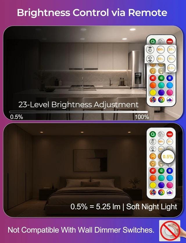 Alt view image 5 of 7 - HEKEE LED Reccessed Downlights, Color Changing, 6 Inch, Recessed Ceiling Lights (6 Packs)