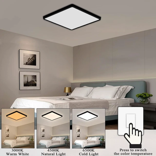 Alt view image 5 of 7 - Flush Mount Ceiling Light, 3000K/4500K/6500K switchable, 12 Inch 36W Square