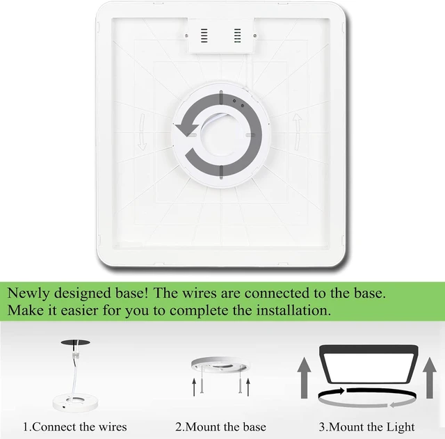 Alt view image 7 of 7 - Flush Mount Ceiling Light, 3000K/4500K/6500K switchable, 12 Inch 36W Square