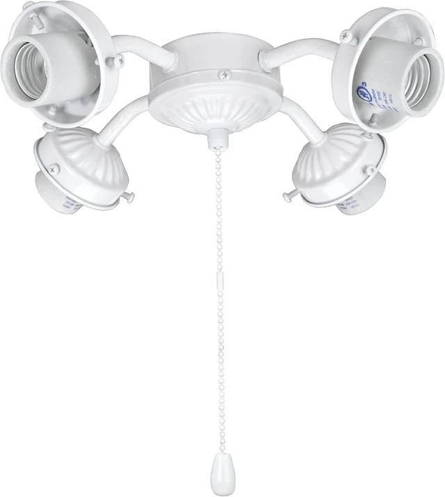 Main image of Aspen Creative 22003-21, Four-Light Ceiling Fan Fitter Light Kit with Pull Chain, Painted White