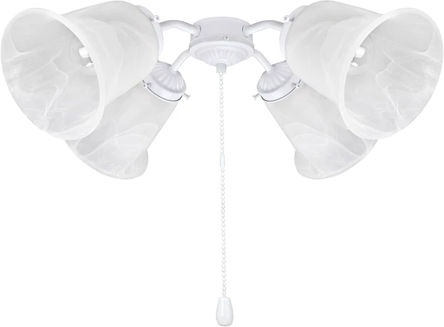 Alt view image 2 of 4 - Aspen Creative 22003-21, Four-Light Ceiling Fan Fitter Light Kit with Pull Chain, Painted White
