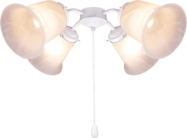 Alt view image 3 of 4 - Aspen Creative 22003-21, Four-Light Ceiling Fan Fitter Light Kit with Pull Chain, Painted White
