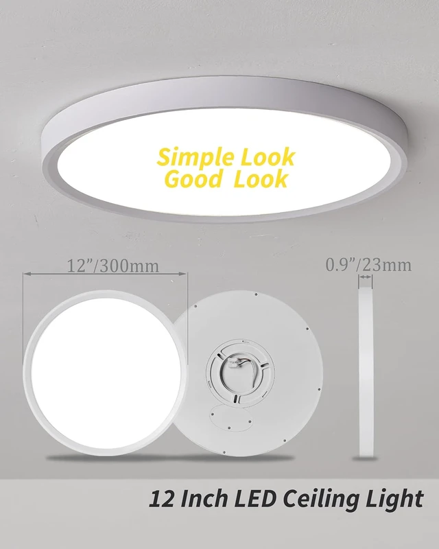 Alt view image 6 of 7 - Led Flush Mount Ceiling Light,Round 12 Inch 24w 2520lm 3000k,4000k,6000k CCT Selectable,Flat Panel Super Slim Led Ceiling Light Fixture,for Living Dining Kitchen Bedroom Room (12Pack-White)