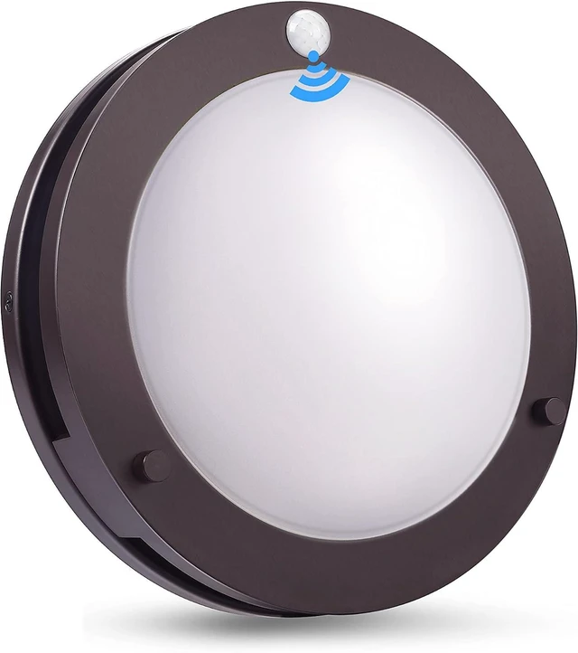 Main image of CLOUDY BAY Indoor Outdoor 10inch 5 Color Motion Sensor Light Sensor LED Flush Mount Ceiling Light, 2700K/3000K/3500K/4000K/5000K Selectable, 20W CRI90+ Oil Rubbed Bronze,Dustproof Design,Wet Location