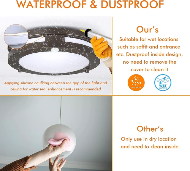 Alt view image 3 of 6 - CLOUDY BAY Indoor Outdoor 10inch 5 Color Motion Sensor Light Sensor LED Flush Mount Ceiling Light, 2700K/3000K/3500K/4000K/5000K Selectable, 20W CRI90+ Oil Rubbed Bronze,Dustproof Design,Wet Location