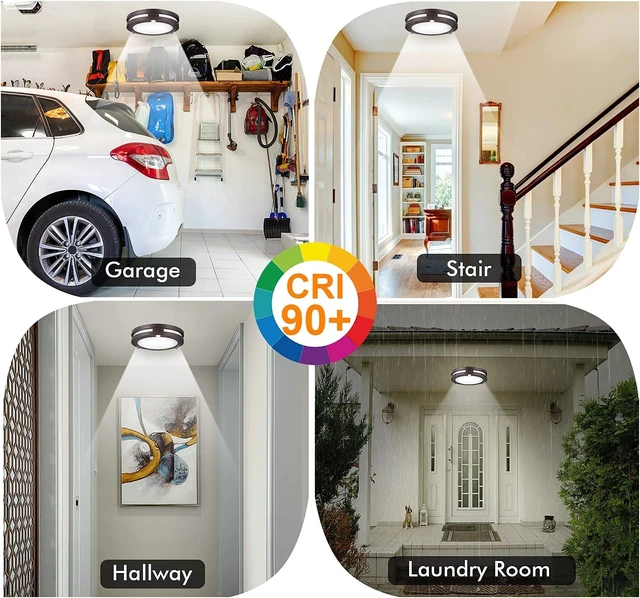 Alt view image 6 of 6 - CLOUDY BAY Indoor Outdoor 10inch 5 Color Motion Sensor Light Sensor LED Flush Mount Ceiling Light, 2700K/3000K/3500K/4000K/5000K Selectable, 20W CRI90+ Oil Rubbed Bronze,Dustproof Design,Wet Location