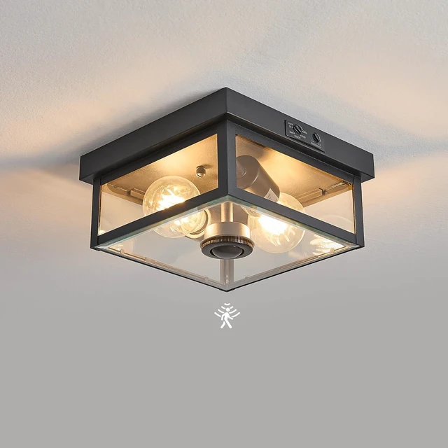 Alt view image 3 of 7 - Tarentlight (2026 Upgrade Adjustable Motion Sensor Outdoor Ceiling Light,8.5IN Fully Sealed Fixture with Clear Beveled Glass,Waterproof, Dustproof & Insect-Proof,Suit to Porch,Patio,Garage,Hallway
