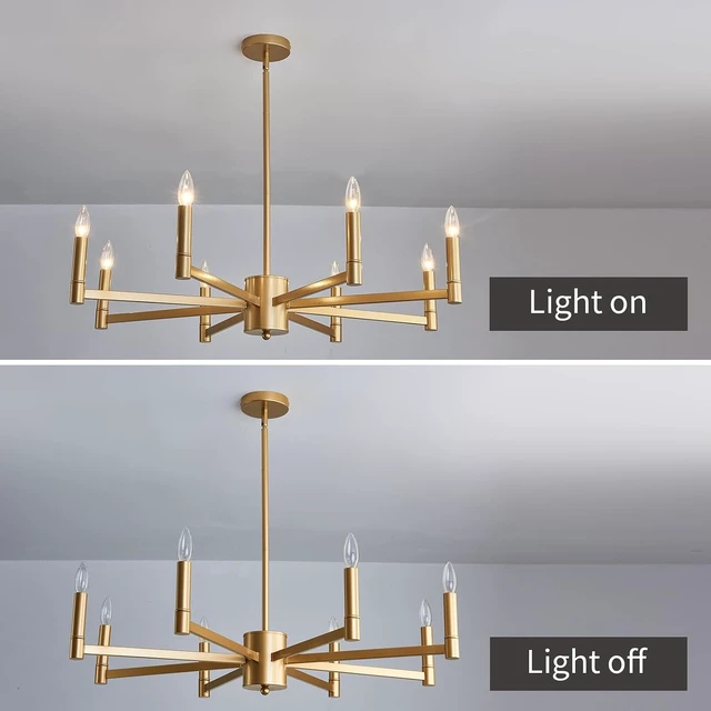 Alt view image 3 of 7 - ASGYISA 8-Light Gold Candle Chandeliers Modern Farmhouse Ceiling Light Fixture Industrial Lighting for Dining Room Living Room Bedroom Kitchen Island Foyer