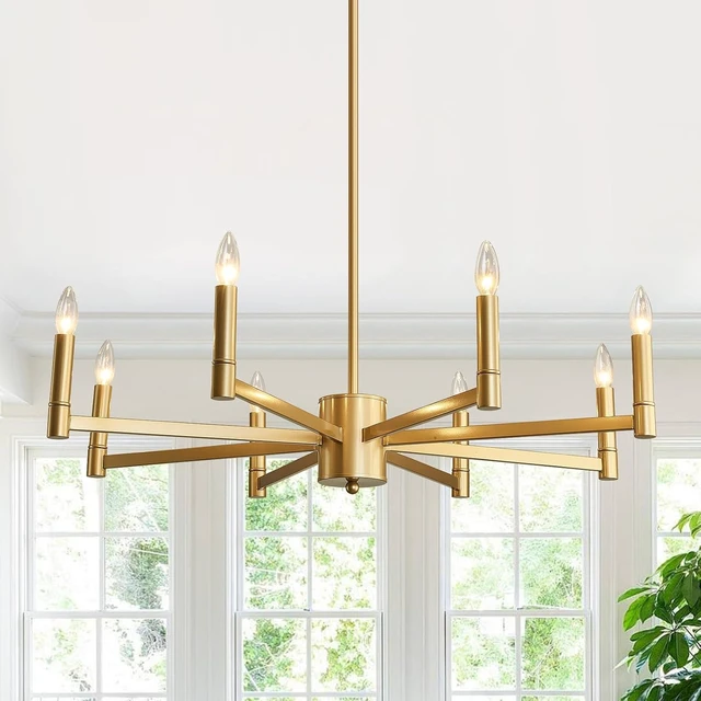 Alt view image 5 of 7 - ASGYISA 8-Light Gold Candle Chandeliers Modern Farmhouse Ceiling Light Fixture Industrial Lighting for Dining Room Living Room Bedroom Kitchen Island Foyer
