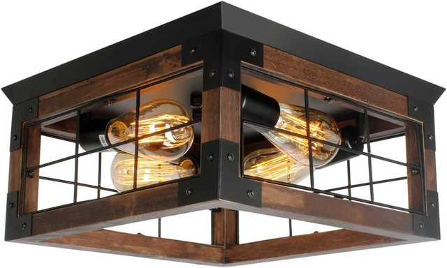 Main image of Farmhouse Rustic Flush Mount Ceiling Light Fixture