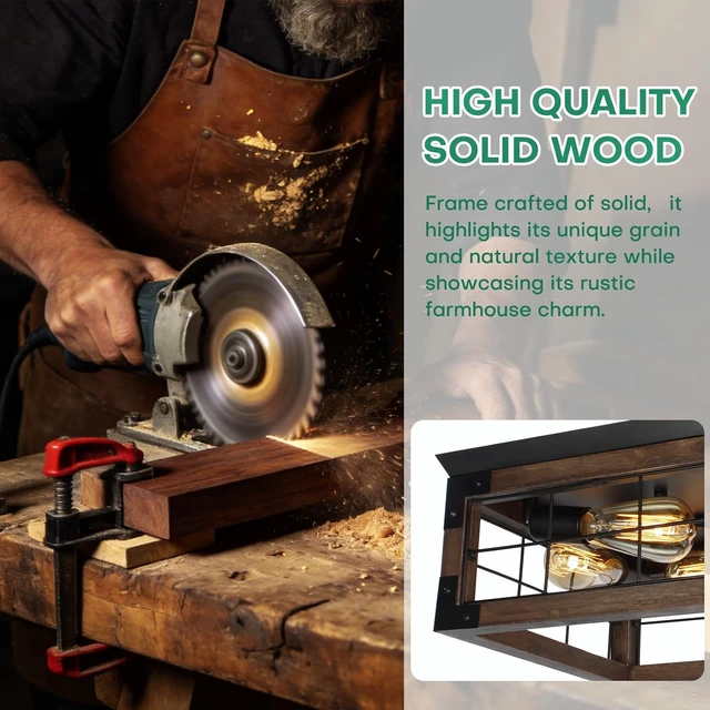 Alt view image 3 of 7 - Farmhouse Rustic Flush Mount Ceiling Light Fixture