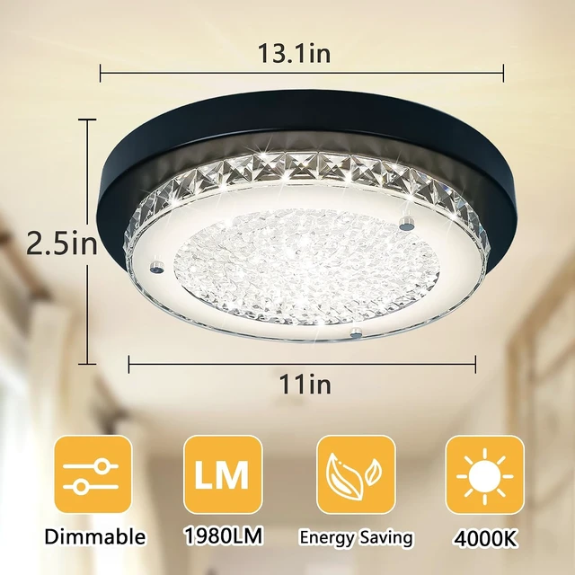 Alt view image 3 of 7 - Flush Mount Crystal Light Fixture Modern Close to Ceiling Light Fixtures