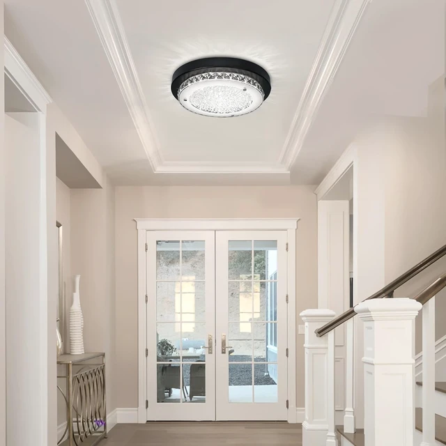 Alt view image 5 of 7 - Flush Mount Crystal Light Fixture Modern Close to Ceiling Light Fixtures