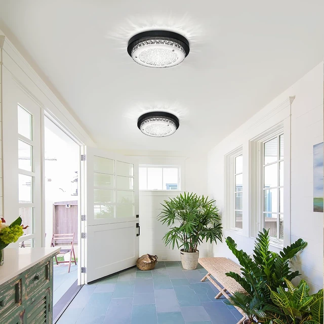 Alt view image 6 of 7 - Flush Mount Crystal Light Fixture Modern Close to Ceiling Light Fixtures