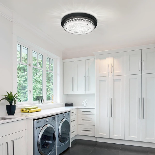 Alt view image 7 of 7 - Flush Mount Crystal Light Fixture Modern Close to Ceiling Light Fixtures