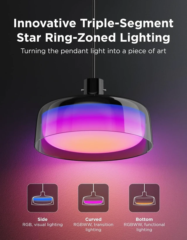 Alt view image 2 of 7 - Govee Pendant Lights for Kitchen Island, Three-Layer RGBIC Smart Lighting