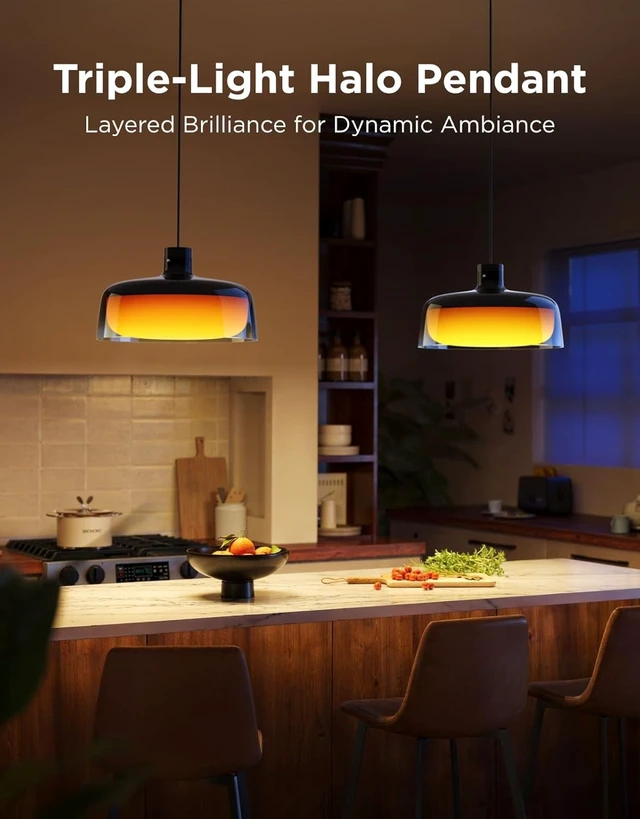 Alt view image 7 of 7 - Govee Pendant Lights for Kitchen Island, Three-Layer RGBIC Smart Lighting