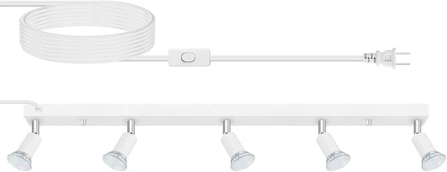 Main image of AUQUEE Plug in Track Light, White, 30", 5 Way GU10 Track Ceiling Lighting