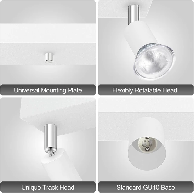 Alt view image 4 of 7 - AUQUEE Plug in Track Light, White, 30", 5 Way GU10 Track Ceiling Lighting