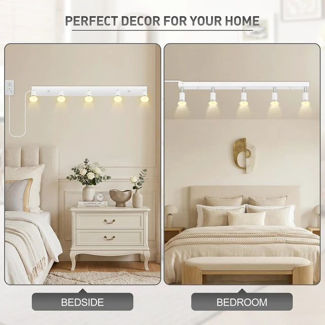 Alt view image 6 of 7 - AUQUEE Plug in Track Light, White, 30", 5 Way GU10 Track Ceiling Lighting