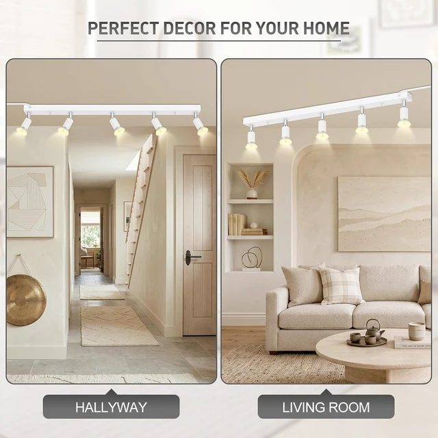 Alt view image 7 of 7 - AUQUEE Plug in Track Light, White, 30", 5 Way GU10 Track Ceiling Lighting