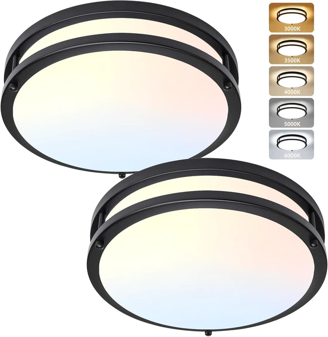 Main image of Flush Mount Ceiling Light - 2 Pack 13 36W 3000K/3500K/4000K/5000K/6000K Dimmable Led Ceiling Light Fixture for Kitchen Hallway Bedroom Bathroom (2, Black, 13 Inch)