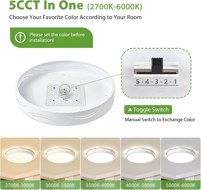 Alt view image 3 of 7 - Modern White Ceiling Light,Round Dimmable Ceiling Light Fixture 15.75 in