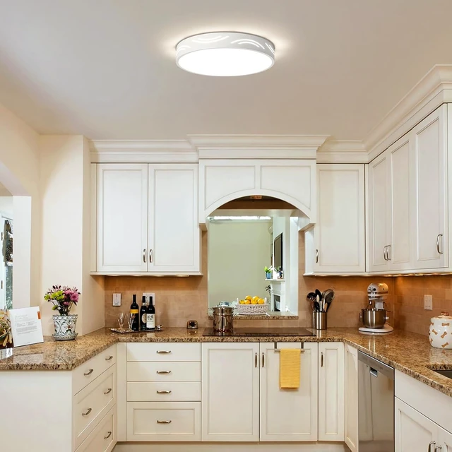Alt view image 4 of 7 - Modern White Ceiling Light,Round Dimmable Ceiling Light Fixture 15.75 in
