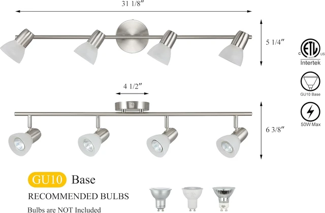 Alt view image 6 of 7 - XiNBEi Lighting 4 Light Track Light Brushed Nickel for Kitchen Bathroom