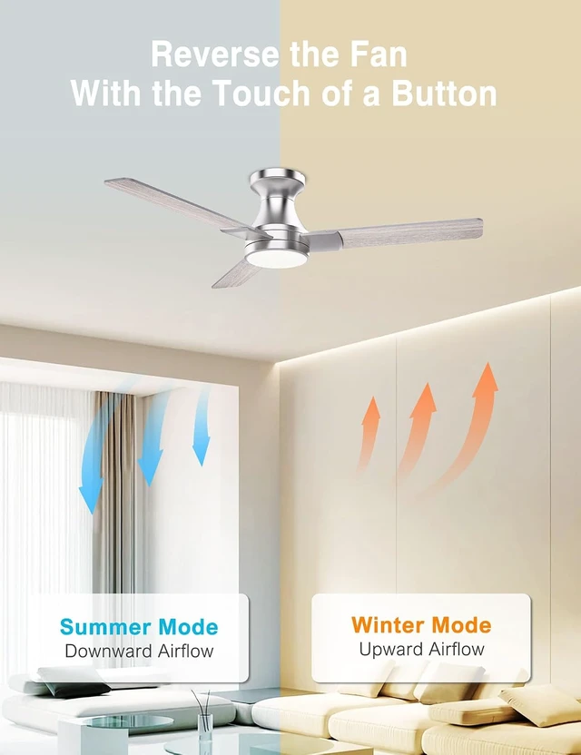 Alt view image 7 of 7 - DAMINY 42 Inch Nickel Ceiling Fans with Lights and Remote