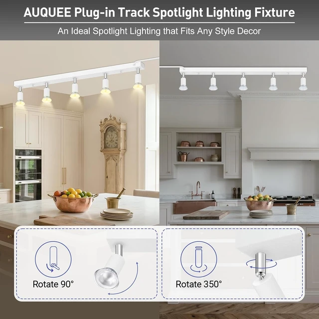 Alt view image 3 of 7 - AUQUEE Plug in Track Light, White, 30", 5 Way GU10 Track Ceiling Lighting