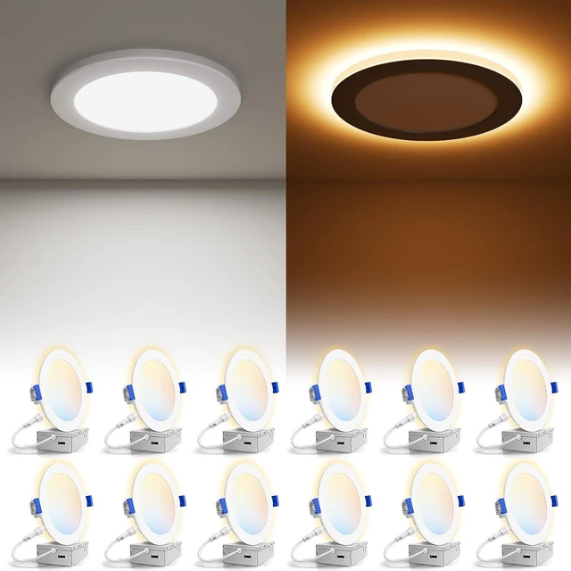 Main image of VOLISUN 12 Pack 6 Inch 5CCT Recessed Light with Night Light, 1080LM