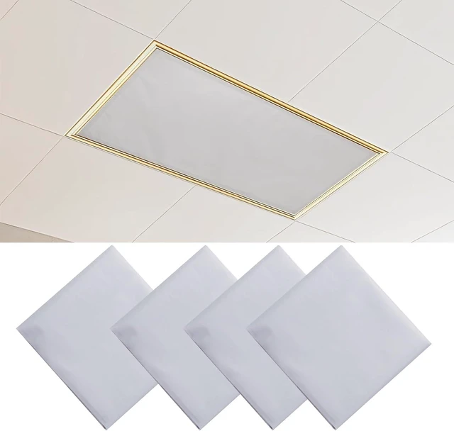 Main image of Torixqi 4 Pcs Fluorescent Light Covers - Light Covers for Ceiling Lights Classroom, Magnetic Light Filters for Office, Hospitals, Home 4 x 2 Feet (light grey)