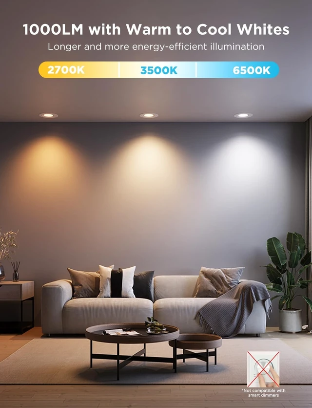 Alt view image 3 of 7 - Govee Smart Retrofit Recessed Lighting 6 Inch, Wi-Fi Bluetooth Direct Connect RGBWW Retrofit Can Lights, 65 Scene Modes, Works with Alexa & Google Assistant, 1000 Lumens, 4 Pack