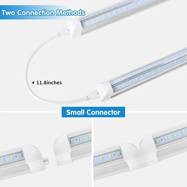 Alt view image 4 of 7 - AQIQUUT Led Shop Light 2ft,Led Shop Light,25W 6500K 3200LM Clear Cover,T8 LED Light Fixture,Ceiling and Utility Shop Lights,Linkable Light Fixture for Room,Garage,Workbench,Warehouse(2-Pack)