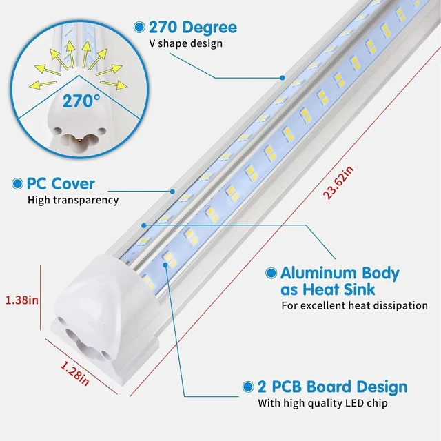 Alt view image 5 of 7 - AQIQUUT Led Shop Light 2ft,Led Shop Light,25W 6500K 3200LM Clear Cover,T8 LED Light Fixture,Ceiling and Utility Shop Lights,Linkable Light Fixture for Room,Garage,Workbench,Warehouse(2-Pack)