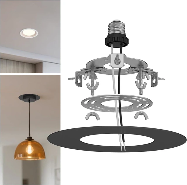 Main image of 5" and 6" Recessed Can Light Conversion Kit, Fixture Upgrade, Pendant & Hanging Light, Ceiling Fan Compatible, 7¾ Inch Flat Steel Ceiling Medallion, Black Finish