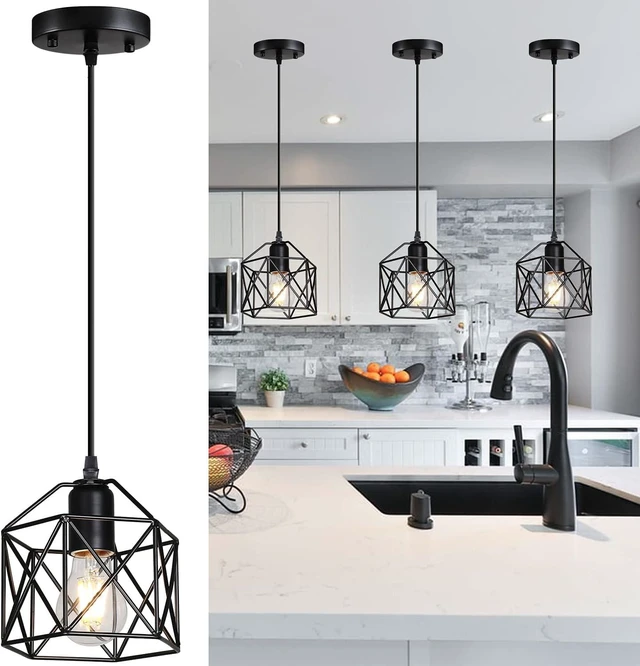 Main image of 1-Light Vintage Hanging Light Pendant Light Fixture Farmhouse Basket Cage Hanging Ceiling Light with Metal Caged for Kitchen Island Dining Restaurant Room Hallway Hotel Bar