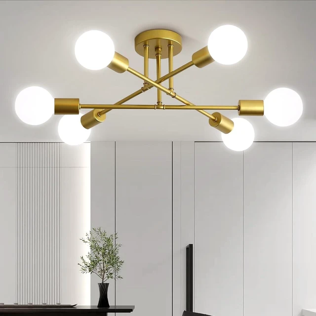 Main image of 6-Light Gold Sputnik Ceiling Light Chandelier, Dinning Room Light Fixture