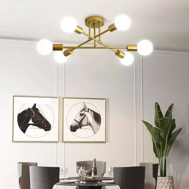 Alt view image 2 of 7 - 6-Light Gold Sputnik Ceiling Light Chandelier, Dinning Room Light Fixture