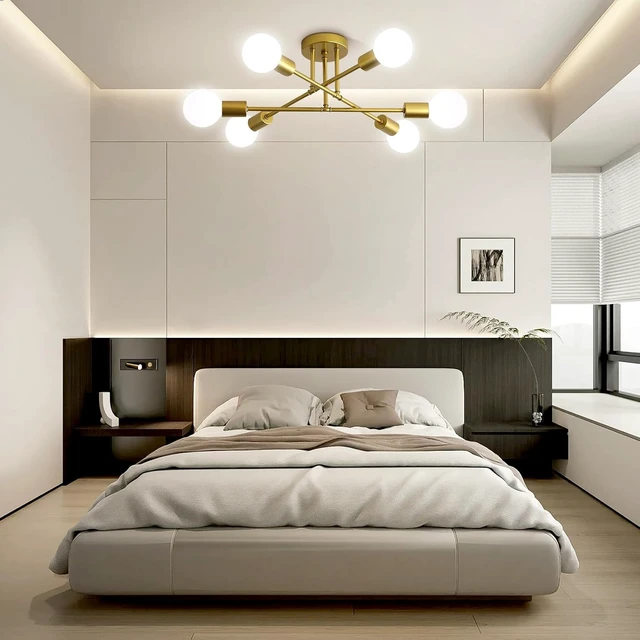 Alt view image 6 of 7 - 6-Light Gold Sputnik Ceiling Light Chandelier, Dinning Room Light Fixture