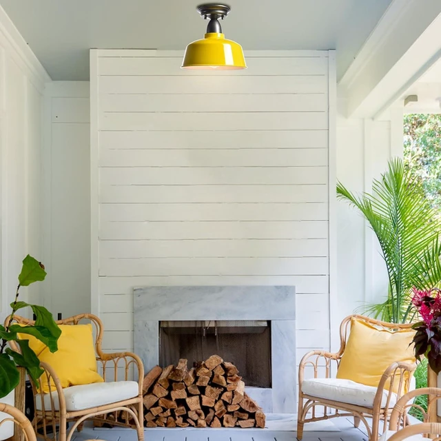 Alt view image 2 of 7 - Yellow Macaron Barn Ceiling Light, 10" Indoor Outdoor Fixture