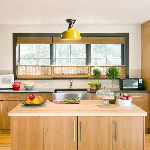 Alt view image 3 of 7 - Yellow Macaron Barn Ceiling Light, 10" Indoor Outdoor Fixture