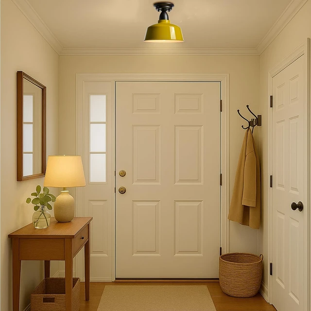 Alt view image 4 of 7 - Yellow Macaron Barn Ceiling Light, 10" Indoor Outdoor Fixture
