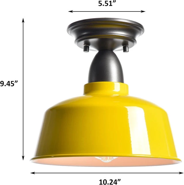 Alt view image 6 of 7 - Yellow Macaron Barn Ceiling Light, 10" Indoor Outdoor Fixture