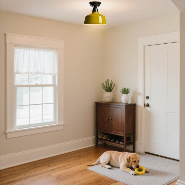 Alt view image 7 of 7 - Yellow Macaron Barn Ceiling Light, 10" Indoor Outdoor Fixture